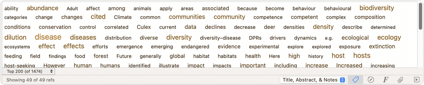Bookends tag cloud